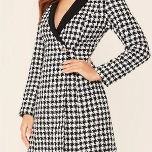 SHEIN Woman’s Large Black and White Plaid Tweed Blazer Dress or Jacket